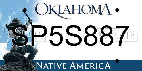 SP5S887 Oklahoma License Plate