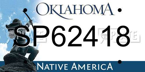SP62418 Oklahoma License Plate