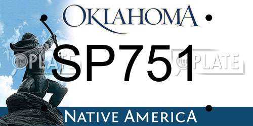 SP751 Oklahoma License Plate