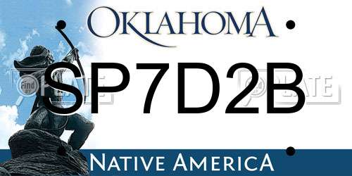 SP7D2B Oklahoma License Plate