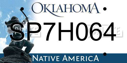 SP7H064 Oklahoma License Plate