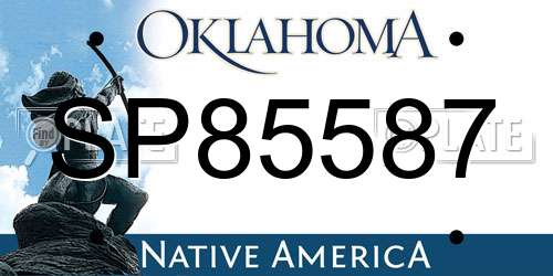 SP85587 Oklahoma License Plate