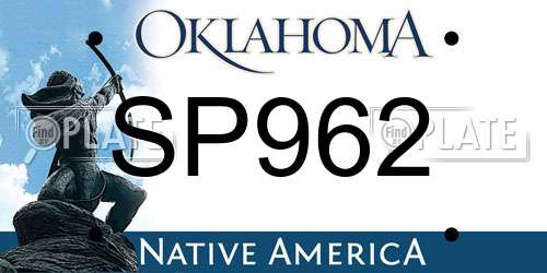 SP962 Oklahoma License Plate