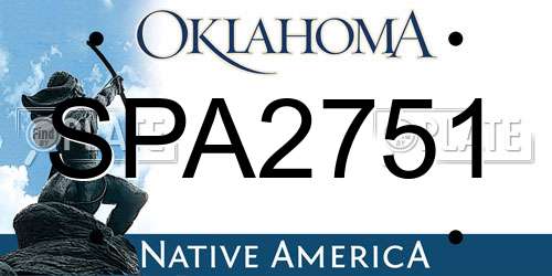 SPA2751 Oklahoma License Plate