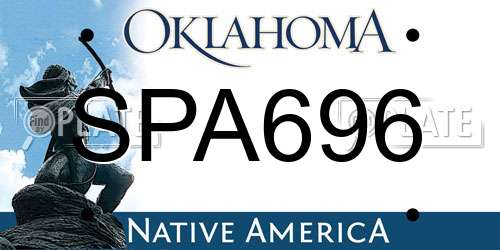 SPA696 Oklahoma License Plate
