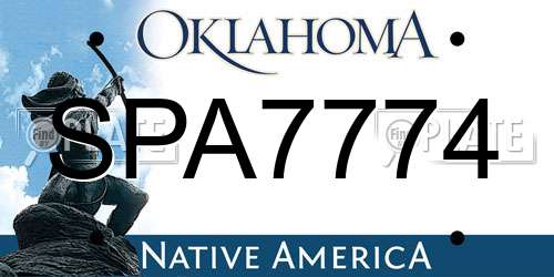 SPA7774 Oklahoma License Plate