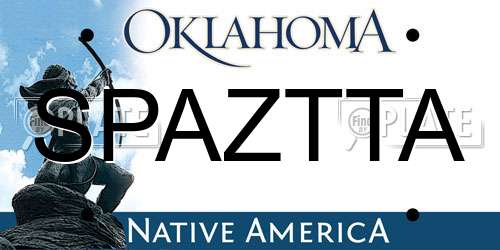 SPAZTTA Oklahoma License Plate