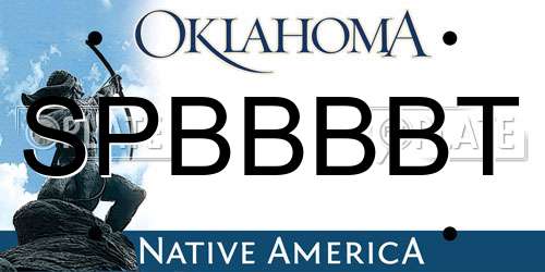 SPBBBBT Oklahoma License Plate