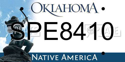 SPE8410 Oklahoma License Plate