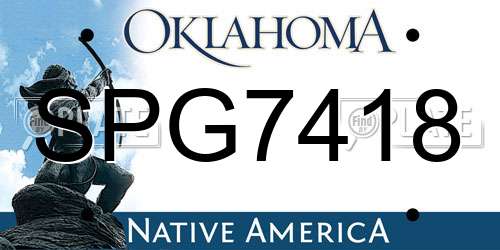 SPG7418 Oklahoma License Plate