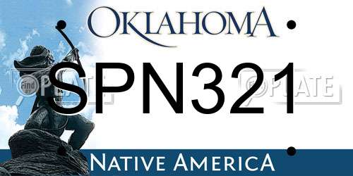 SPN321 Oklahoma License Plate