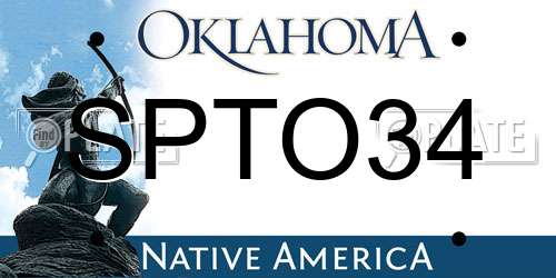 SPTO34 Oklahoma License Plate