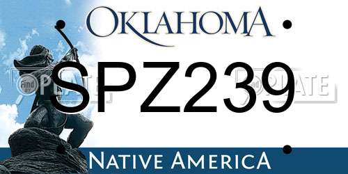 SPZ239 Oklahoma License Plate