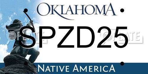 SPZD25 Oklahoma License Plate