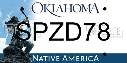 SPZD78 Oklahoma License Plate