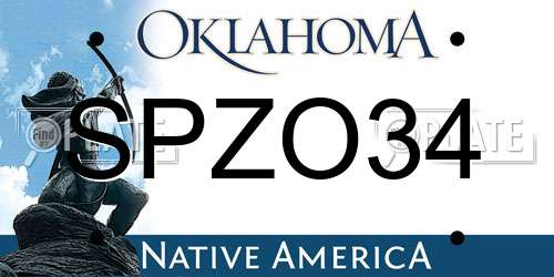 SPZO34 Oklahoma License Plate