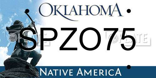 SPZO75 Oklahoma License Plate