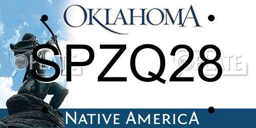 SPZQ28 Oklahoma License Plate