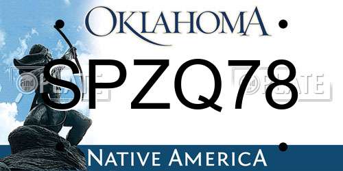 SPZQ78 Oklahoma License Plate