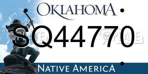 SQ44770 Oklahoma License Plate