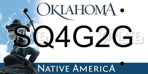 SQ4G2G Oklahoma License Plate