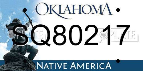 SQ80217 Oklahoma License Plate