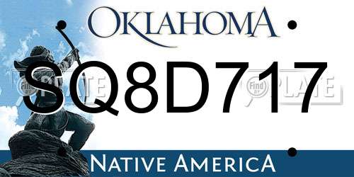 SQ8D717 Oklahoma License Plate