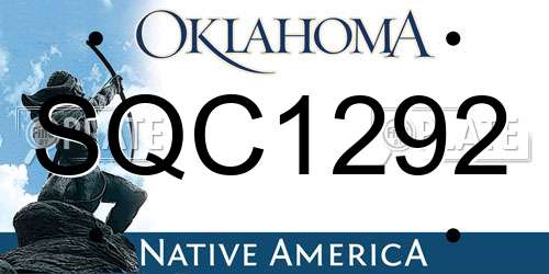 SQC1292 Oklahoma License Plate