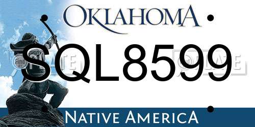 SQL8599 Oklahoma License Plate