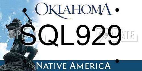SQL929 Oklahoma License Plate