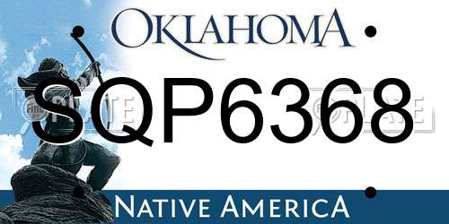SQP6368 Oklahoma License Plate