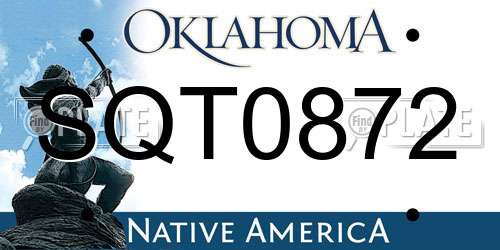 SQT0872 Oklahoma License Plate