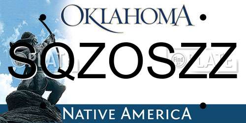 SQZOSZZ Oklahoma License Plate