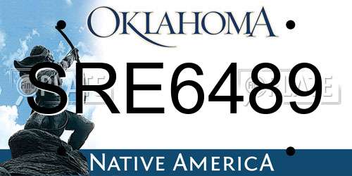 SRE6489 Oklahoma License Plate