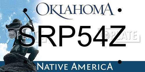 SRP54Z Oklahoma License Plate