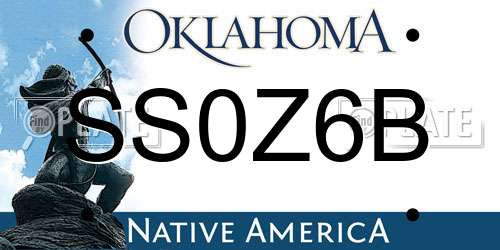SS0Z6B Oklahoma License Plate