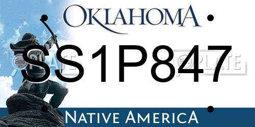 SS1P847 Oklahoma License Plate