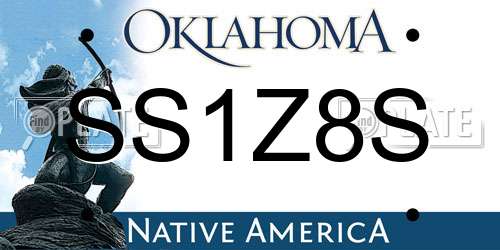 SS1Z8S Oklahoma License Plate