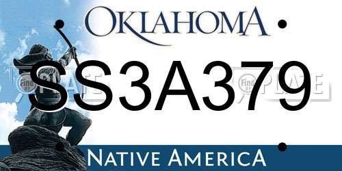 SS3A379 Oklahoma License Plate