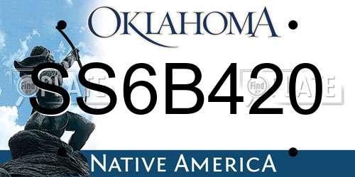 SS6B420 Oklahoma License Plate