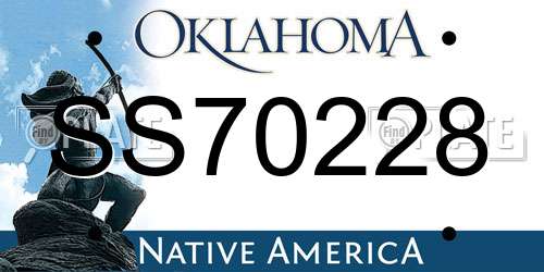 SS70228 Oklahoma License Plate