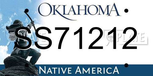 SS71212 Oklahoma License Plate
