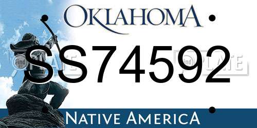 SS74592 Oklahoma License Plate