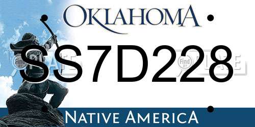 SS7D228 Oklahoma License Plate