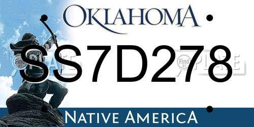 SS7D278 Oklahoma License Plate