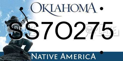 SS7O275 Oklahoma License Plate