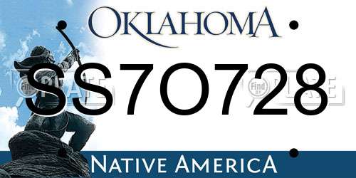 SS7O728 Oklahoma License Plate