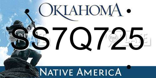 SS7Q725 Oklahoma License Plate
