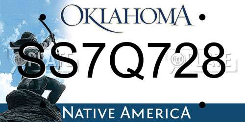 SS7Q728 Oklahoma License Plate