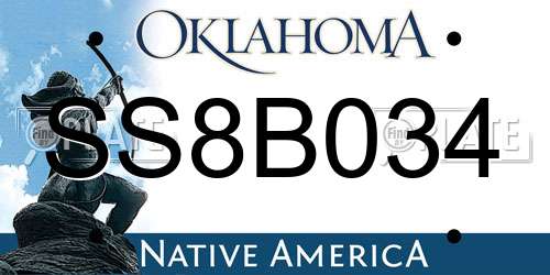 SS8B034 Oklahoma License Plate